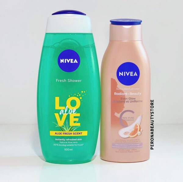 Buy the original (Combo Deal) Nivea Aloe Fresh Shower Gel  & Nivea Radiant & Beauty Even Glow Body lotion| in Lagos Nigeria