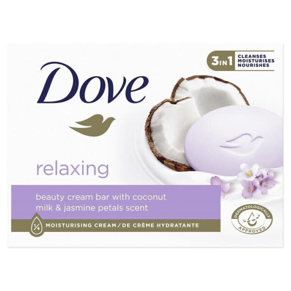Buy the original Dove Relaxing Beauty Cream Bar with coconut milk & jasmine petals (90g x4 Bars) in Lagos Nigeria
