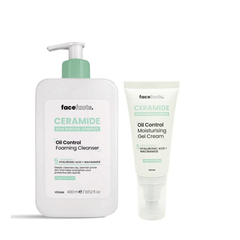 Buy the original (Combo Deal) Face Facts Ceramide Oil Control Foaming Cleanser 400ml & Face Facts Ceramide Oil Control Moisturising Gel Cream 50ml in Lagos Nigeria