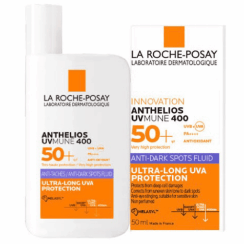 Buy the original La Roche Posay Anthelios UVMune 400 Anti Dark Spots Fluid Sunscreen - SPF 50 | 50ml in Lagos Nigeria