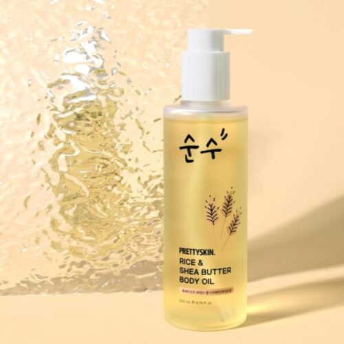 Buy the original PrettySkin Rice & Shea Butter Body Oil in Lagos Nigeria