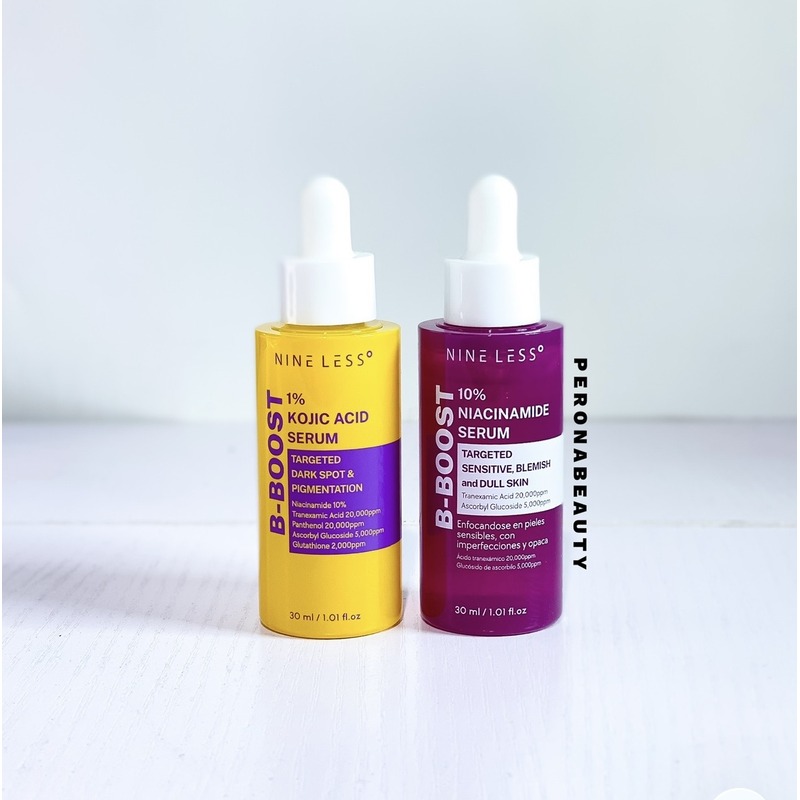 Buy the original (Combo Deal) Nineless B-Boost 1% Kojic Acid Serum & Nine Less B Boost 10% Niacinamide Serum in Lagos Nigeria