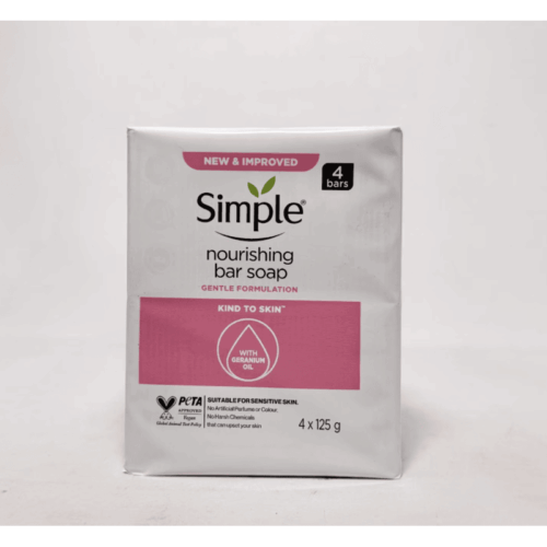 Buy the original Simple Nourishing Kind To Skin Bar Soap With Geranium Oil 4 Bars 125g in Lagos Nigeria
